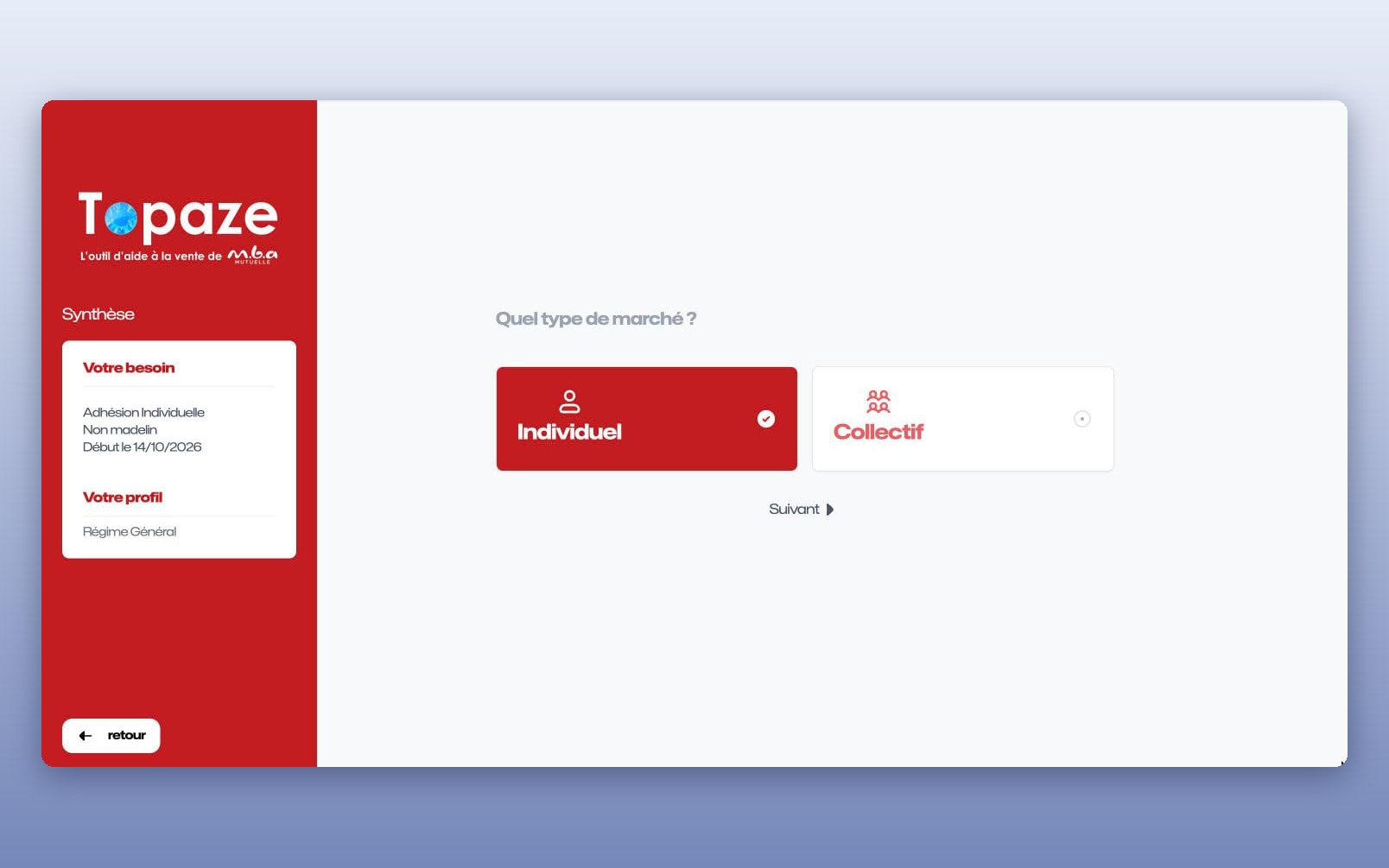 MBA Mutuelle : aperçu 1 de l'application
