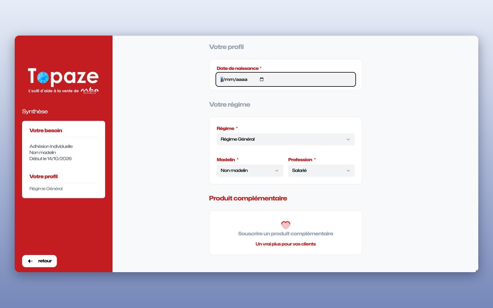 MBA Mutuelle : aperçu 2 de l'application